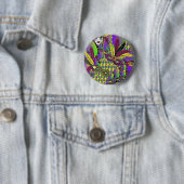 Badge Rond 5 Cm Psychédélique Mardi Gras Plumes Masques Cadeaux Vê (En situation)
