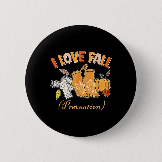 Badge Rond 5 Cm Pt Nurse Chute I Love Automne Prévention Chute Phy (Devant)