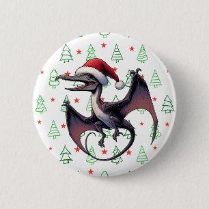 Badge Rond 5 Cm Pterodactyle de Noël
