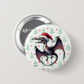 Badge Rond 5 Cm Pterodactyle de Noël (Devant & derrière)