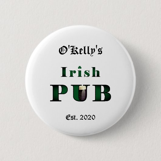 Badge Rond 5 Cm Pub Bar Irlandais Tavern Bouton Pin (Devant)