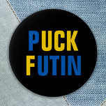 Badge Rond 5 Cm Puck Futin Ukraine Support Ukrainian<br><div class="desc">Ukraine Flag in blue and yellow to show support for Ukranian peace and freedom. Puck Futin Ukraine Support Ukrainian button</div>