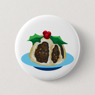 Badge Rond 5 Cm Pudding de Noël