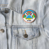 Badge Rond 5 Cm Puffin Rocks (En situation)