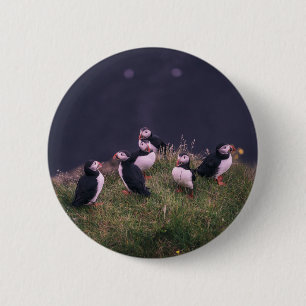 Badge Rond 5 Cm Puffins de l'Atlantique