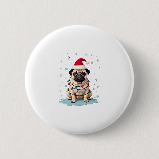 Badge Rond 5 Cm Pug Dog Christmas Men Women (3) (Devant)