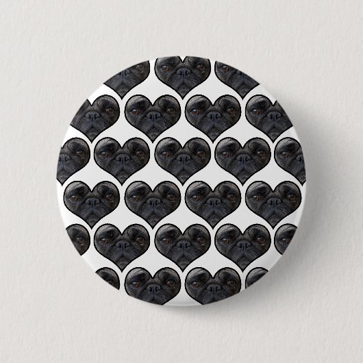 Badge Rond 5 Cm Pug Hearts (Devant)