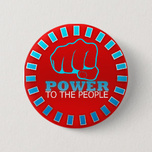 Badge Rond 5 Cm Puissance au bouton de personnes