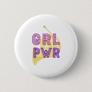 Badge Rond 5 Cm (Puissance de fille) GRL PWR - cor de harmonie