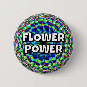 Badge Rond 5 Cm PUISSANCE DE FLEURS (vous pouvez modifier les mots