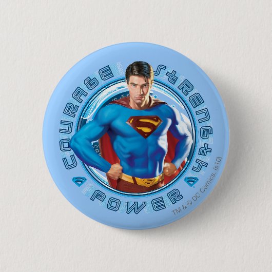 Badge Rond 5 Cm Puissance du courage de Superman (Devant)