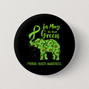 Badge Rond 5 Cm Puissions-nous porter un éléphant vert de sensibil