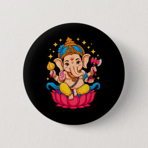 Badge Rond 5 Cm Puja hindou Ganesha Dieu éléphant Inde Méditation