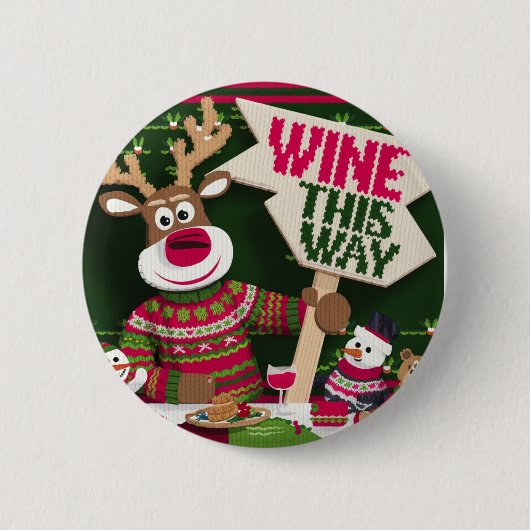 Badge Rond 5 Cm Pull de Noël laid Renne et amis (Devant)