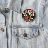 Badge Rond 5 Cm Pull de Noël laid Renne et amis (En situation)