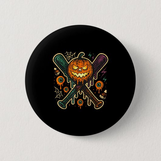 Badge Rond 5 Cm Pumpkin Halloween Baseball Ice Cream Drip Soky Boy (Devant)