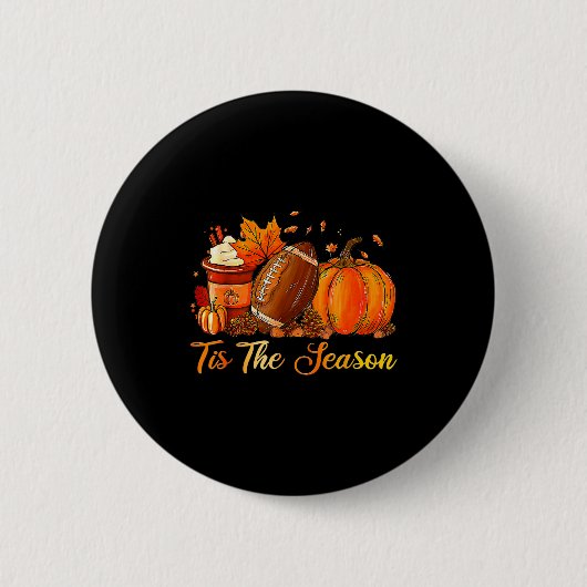Badge Rond 5 Cm Pumpkin Sce Football Tis The Season Fall Thanksgiv (Devant)