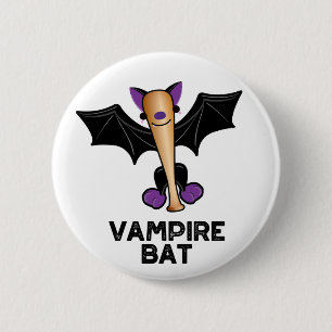 Badge Rond 5 Cm Pun de baseball amusant de Vampire Bat