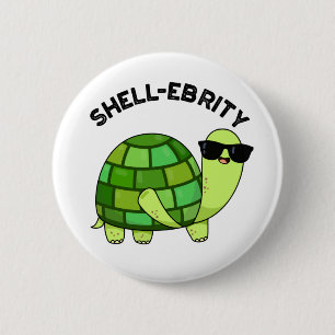 Badge Rond 5 Cm Pun de tortue de la célébrité de Shell
