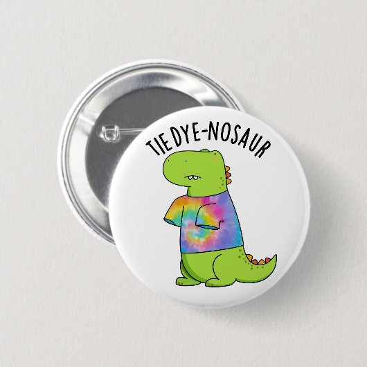Badge Rond 5 Cm Pun Dinosaure Dinosaure Dinusé à cravate (Devant & derrière)