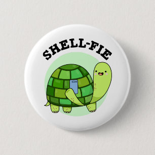Badge Rond 5 Cm Pun Selfie Tortoise Funny à Shell-fie