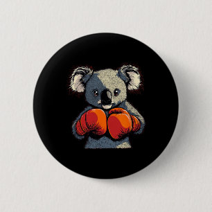 Badge Rond 5 Cm Punch Knockout D'Un Ours Koala En Boxe Avec Gant