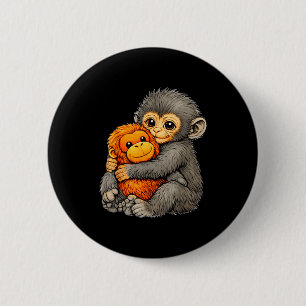 Badge Rond 5 Cm Punch singe drôle mignon bébé animal câlin peluche
