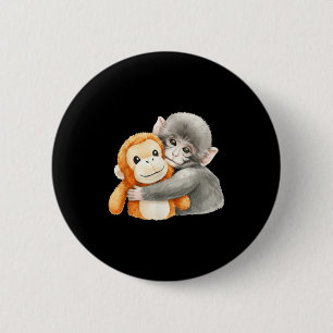 Badge Rond 5 Cm Punchkung le singe tenant un ami en peluche mème