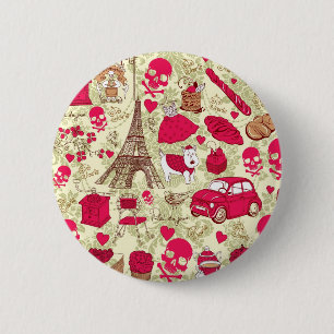 Badge Rond 5 Cm Punk dans le motif français original d'icônes de