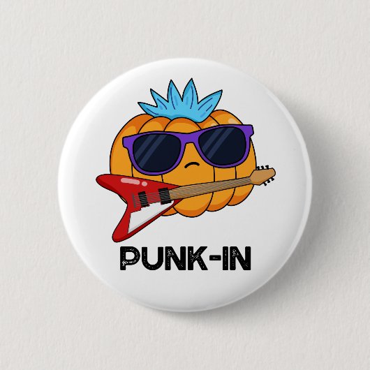 Badge Rond 5 Cm Punk in Funny Punk Rock Citrouille Pun (Devant)