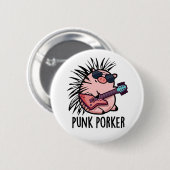 Badge Rond 5 Cm Punk Porker Funny Punk Rocker Pig Pun (Devant & derrière)