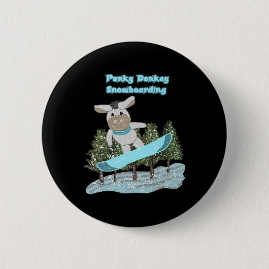 Badge Rond 5 Cm Punky Donkey Snowboard (Devant)