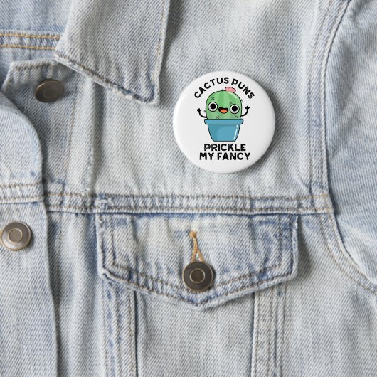 Badge Rond 5 Cm Puns Cactus Pricket Mon Fancy Plante Pun (En situation)
