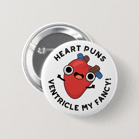 Badge Rond 5 Cm Puns Coeur Ventricle Mon Fancy Funny Anatomie Pun (Devant & derrière)