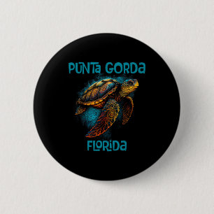 Badge Rond 5 Cm Punta Gorda Floride Fl Rétro Vintage Plage Mer Tor