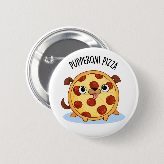 Badge Rond 5 Cm Pupperoni Pizza Funny Puppy Pizza (Devant & derrière)