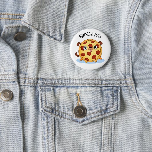 Badge Rond 5 Cm Pupperoni Pizza Funny Puppy Pizza (En situation)
