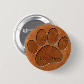 Badge Rond 5 Cm Puppy Paw Faux Terracotta Imprimer Nom personnalis (Devant & derrière)