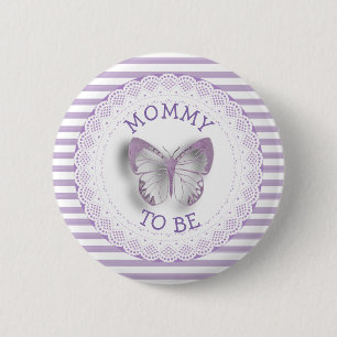 Badge Rond 5 Cm Purple Butterfly Mommy à être baby shower bouton