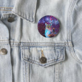 Badge Rond 5 Cm Purple cat en espace (En situation)
