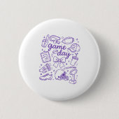 Badge Rond 5 Cm Purple Coquette Bow Cheer Game Day Doodle Touchdow (Devant)