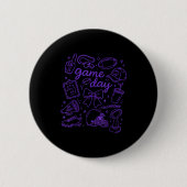 Badge Rond 5 Cm Purple Coquette Bow Cheer Game Day Doodle Touchdow (Devant)