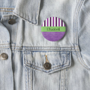Badge Rond 5 Cm Purple Damask, Purple Stripes, Stripe, Votre Nom