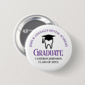 Badge Rond 5 Cm Purple Dentist Graduation Custom Dental School (Devant & derrière)