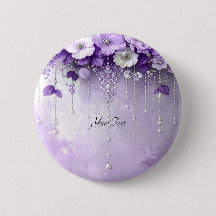 Purple Flowers with Dangling Pearls Button