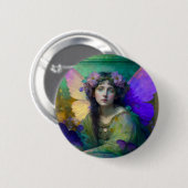 Badge Rond 5 Cm Purple Green Fairy Fantasy Art (Devant & derrière)