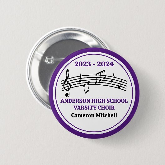 Badge Rond 5 Cm Purple High School Choir Keepsaké personnalisé (Devant & derrière)