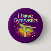 BADGE ROND 5 CM PURPLE I ADORE GYMNASTIC BUTTON (Devant)
