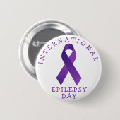 Badge Rond 5 Cm Purple International Epilepsie Day Ribbon Support (Devant & derrière)