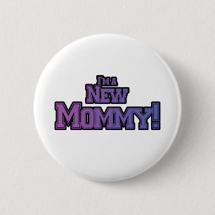 Badge Rond 5 Cm Purple Je suis une nouvelle maman Tshirts et cadea